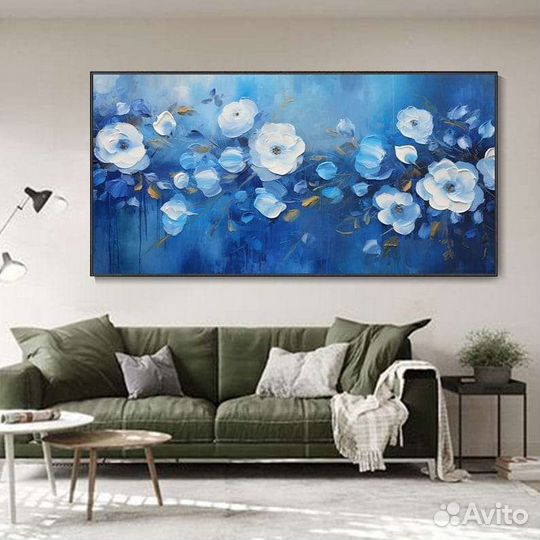 Картина маслом Синие цветы