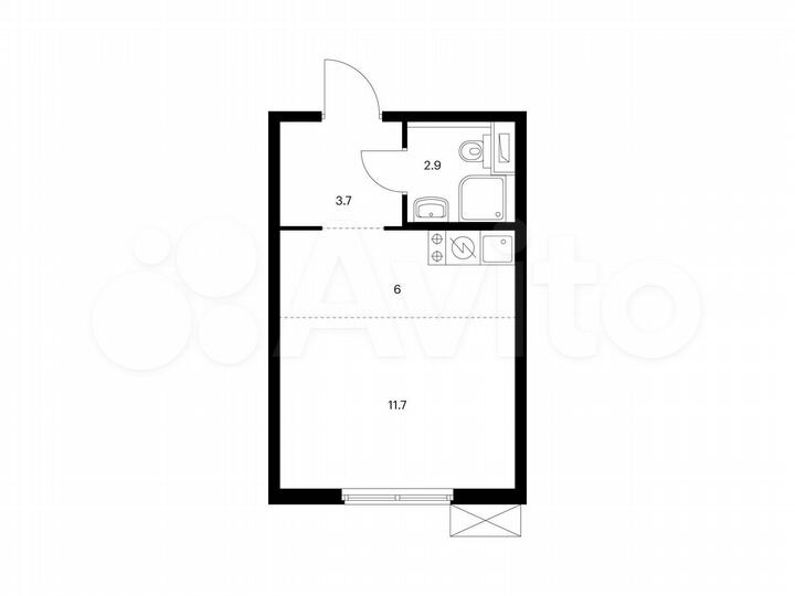 Квартира-студия, 24,3 м², 8/8 эт.