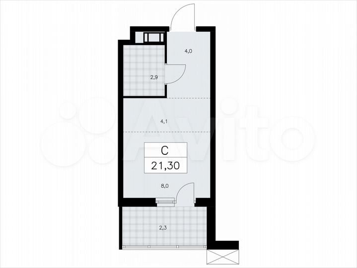 Квартира-студия, 21,3 м², 8/9 эт.