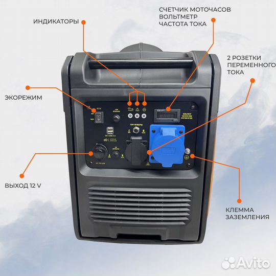 Инверторный Бензиновый Генератор 6 квт/6000Вт