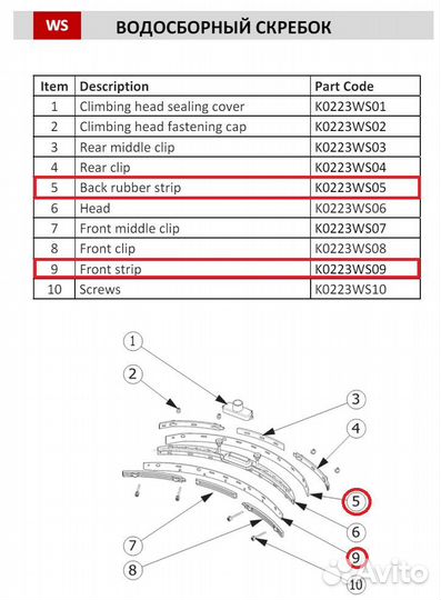 Скребки для поломоечной машины Vostok BA5