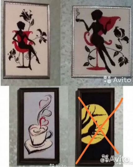 Картина крестиком, монохром