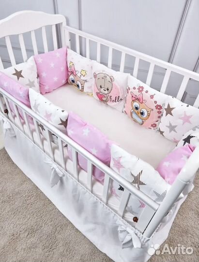Комплект бортиков с одеялом для кроватки, новый