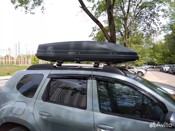 Автобокс на крышу Магнум 330 (черный карбон)