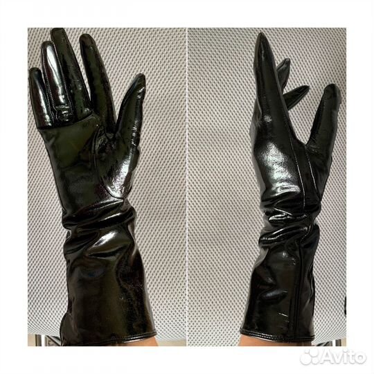 Перчатки кожаные лаковые новые
