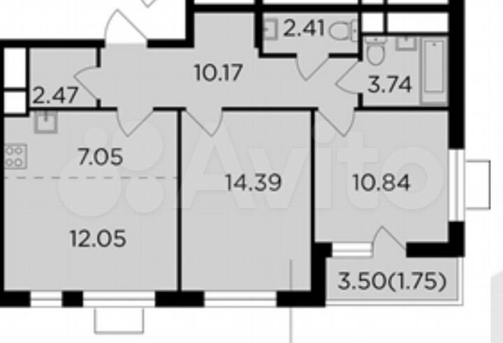 3-к. квартира, 64,9 м², 4/24 эт.