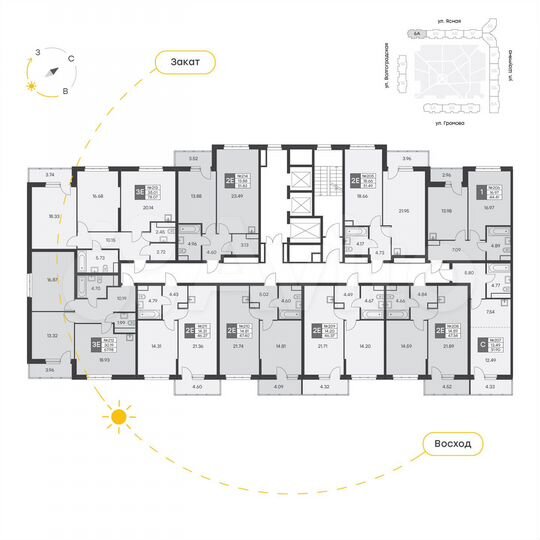 2-к. квартира, 68 м², 22/25 эт.