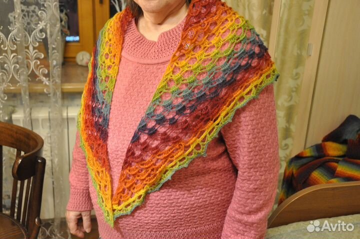 Бактус шаль платок, шерстяной радужный