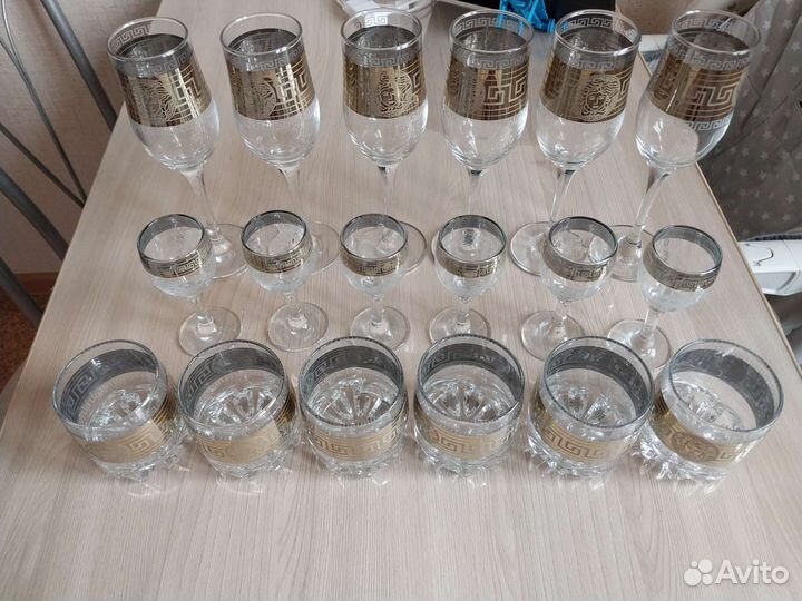 Набор бокалов и рюмок гусь хрустальный