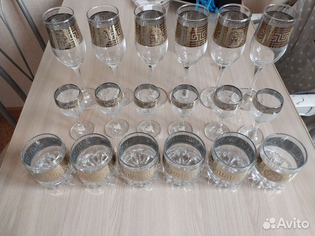 Набор бокалов и рюмок гусь хрустальный