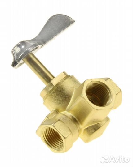 Кран топливный 3-х позиционный латунный, 3/8