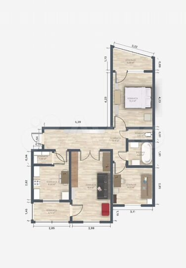 3-к. квартира, 63,4 м², 6/9 эт.