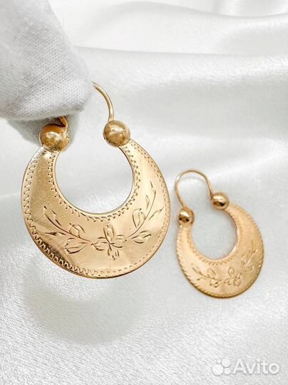 Золотые серьги СССР 583 Сударушки 5.58 гр / бк