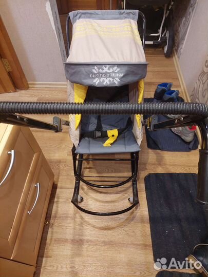 Санки-коляска Скользяшки Герда-4-Р3 (серо-желтый)