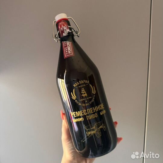 Литровоя бутылка с бугельной крышкой темная 1 л