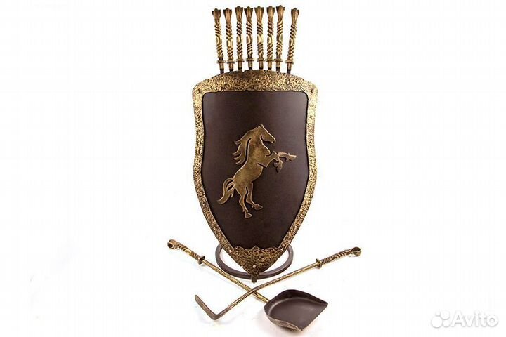 Каминный набор Щит-подставка Конь на 8 шампуров Эл