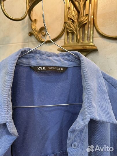 Zara рубашка оригинальная голубая