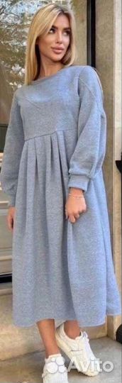 Платье футер на флисе оверсайз