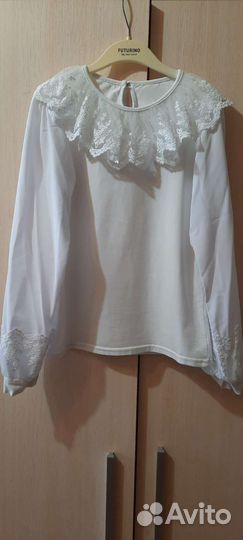 Блузка белая школьная на рост 140