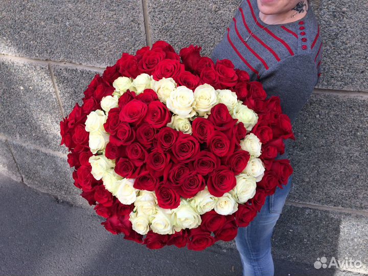 Сердце из 101 розы (60 см)