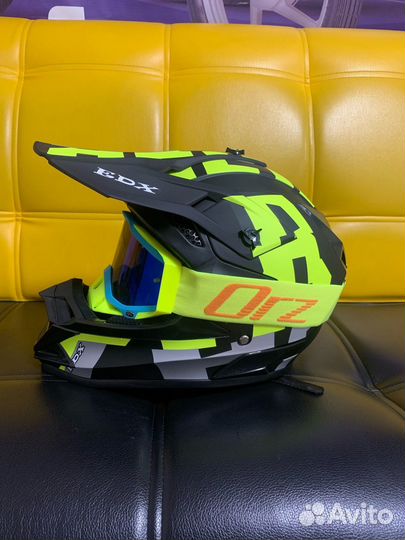 Мотошлем крос EDX чёрно-жёлтый (Очки в комплекте)