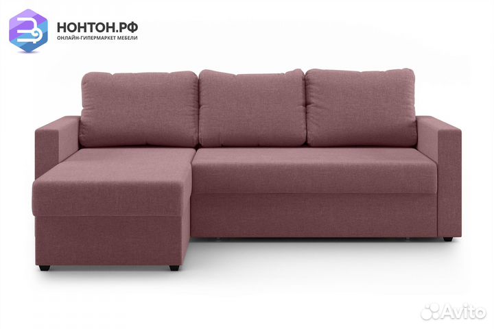 Диван угловой дельфин Торонто розовый