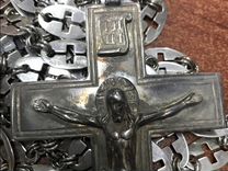 Крест с цепью протерейский 84 проба серебра