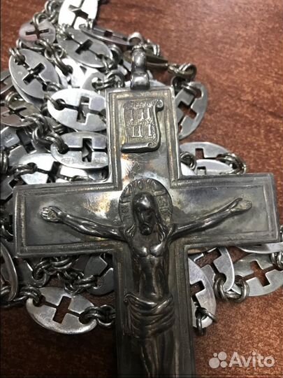Крест с цепью протерейский 84 проба серебра