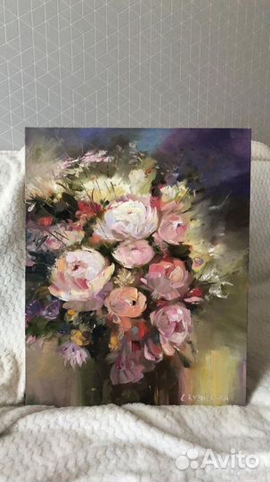 Пионы букет картина маслом