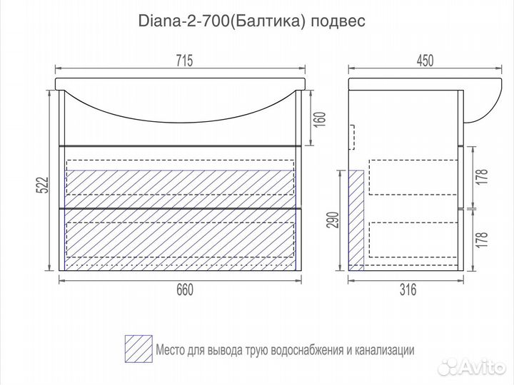 Тумба подвесная с раковиной