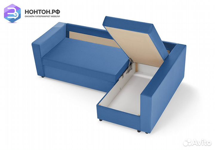 Диван угловой дельфин Мансберг лайт синий
