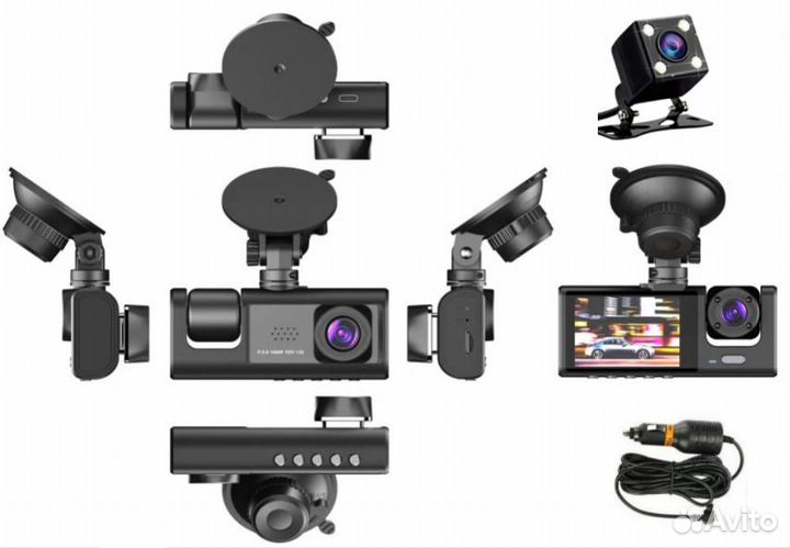 2 дюймовый Видеорегистратор c 3-я камерами
