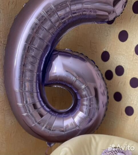 Шар цифра 6 + свечка