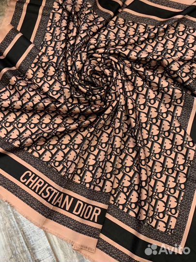 Шелковый платок шаль Dior розовый новый