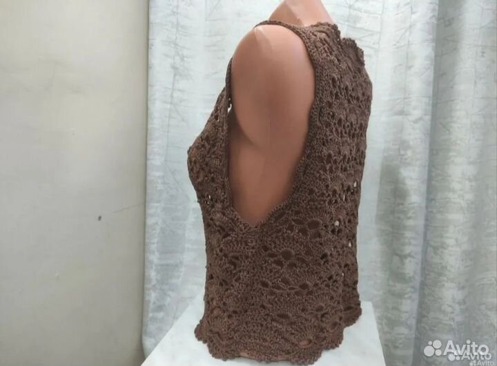 Ажурный жилет 46 48 ручная работа