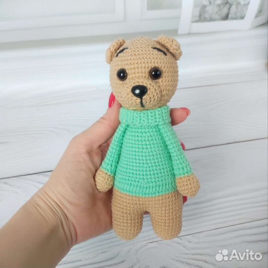 Мягкая игрушка карманный мишка вязанный крючком