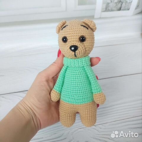 Мягкая игрушка карманный мишка вязанный крючком