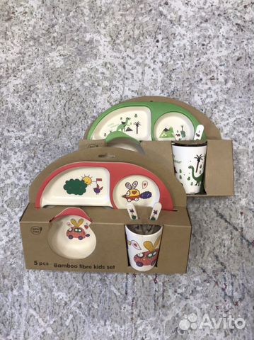 Набор детской посуды из бамбука