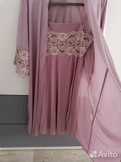 Кружевной пеньюар+ сорочка,размер 42