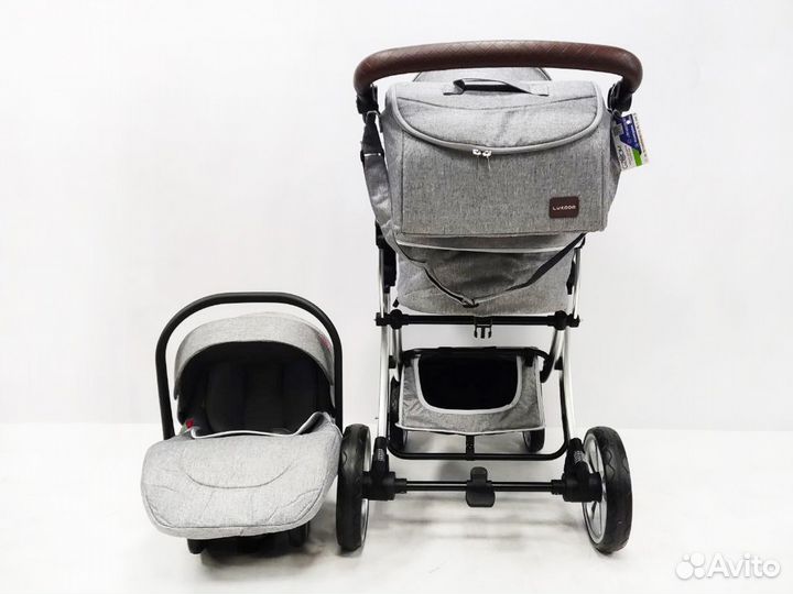 Коляска luxmom dalux 608 (3в1) в сером цвете