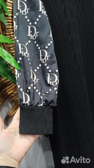 Платье длинное dior one size черное теплое италия