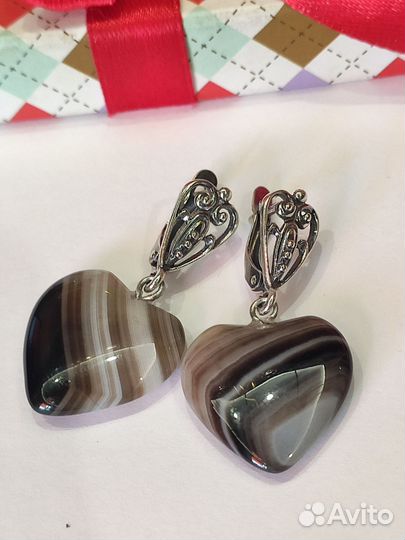 Серьги с агатами в старинном стиле