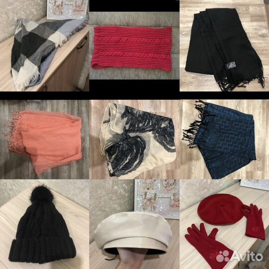 Пакет шарфов и шапок,шляпа, кепка