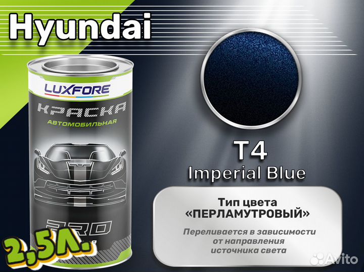 Краска Luxfore 2,5л. (Hyundai T4 Imperial Blue)