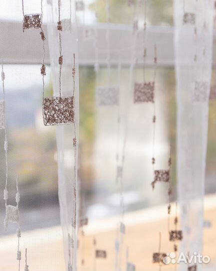 Тюль Мона пудра готовый на окна пошив