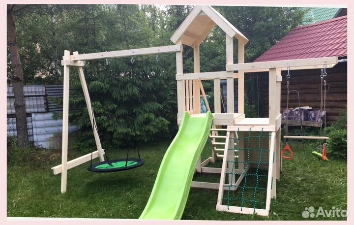 Деревянная детская площадка без занос