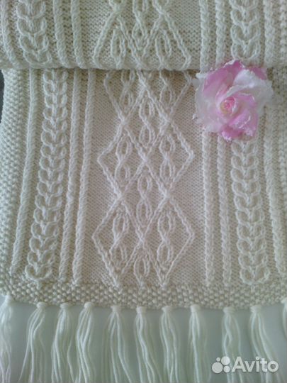 Палантин(шарф, шаль) ручной работы, аранские узоры