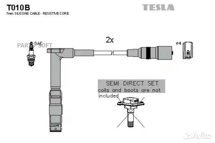Tesla T010B T010B-TSL к-кт проводов\ MB W202 2.0-2
