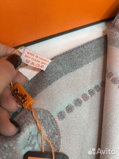 Шарф Hermes серо-розовый
