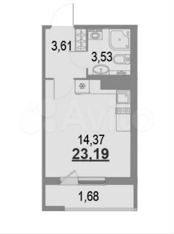 Квартира-студия, 23,2 м², 16/23 эт.